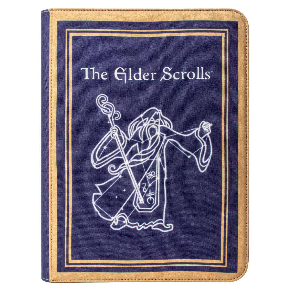 The Elder Scrolls Constellation cover: Dark blue book cover with a gold border and white line art of a wizard holding a staff