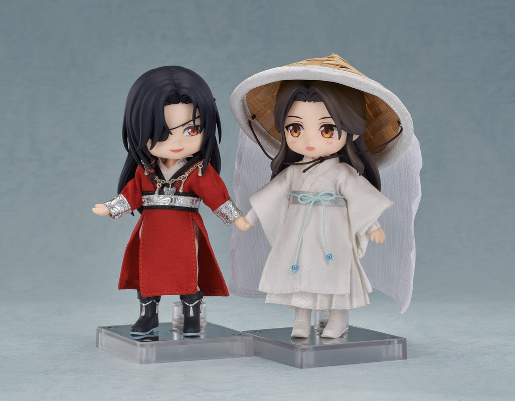 Nendoroid dolls from TGCF Xie Lian in white robe and Hua Cheng in red with eyepatch