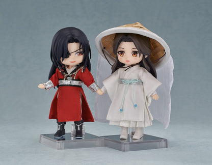 Nendoroid dolls from TGCF Xie Lian in white robe and Hua Cheng in red with eyepatch