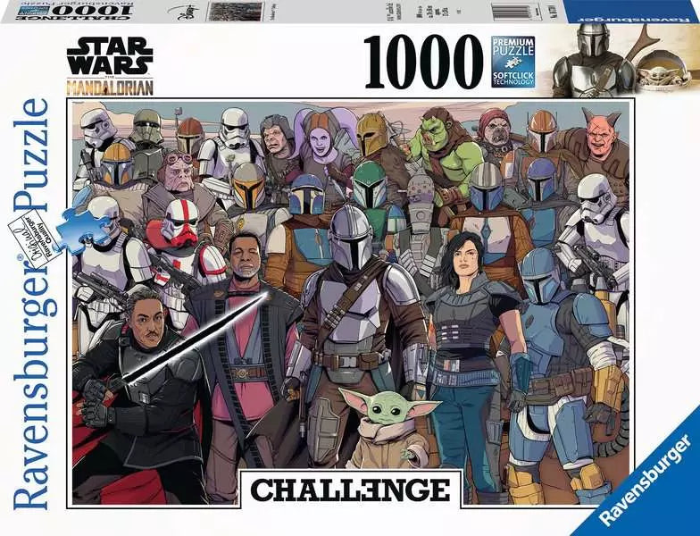 Star Wars: The Mandalorian Challenge puzzle showcasing a collage of characters from the series