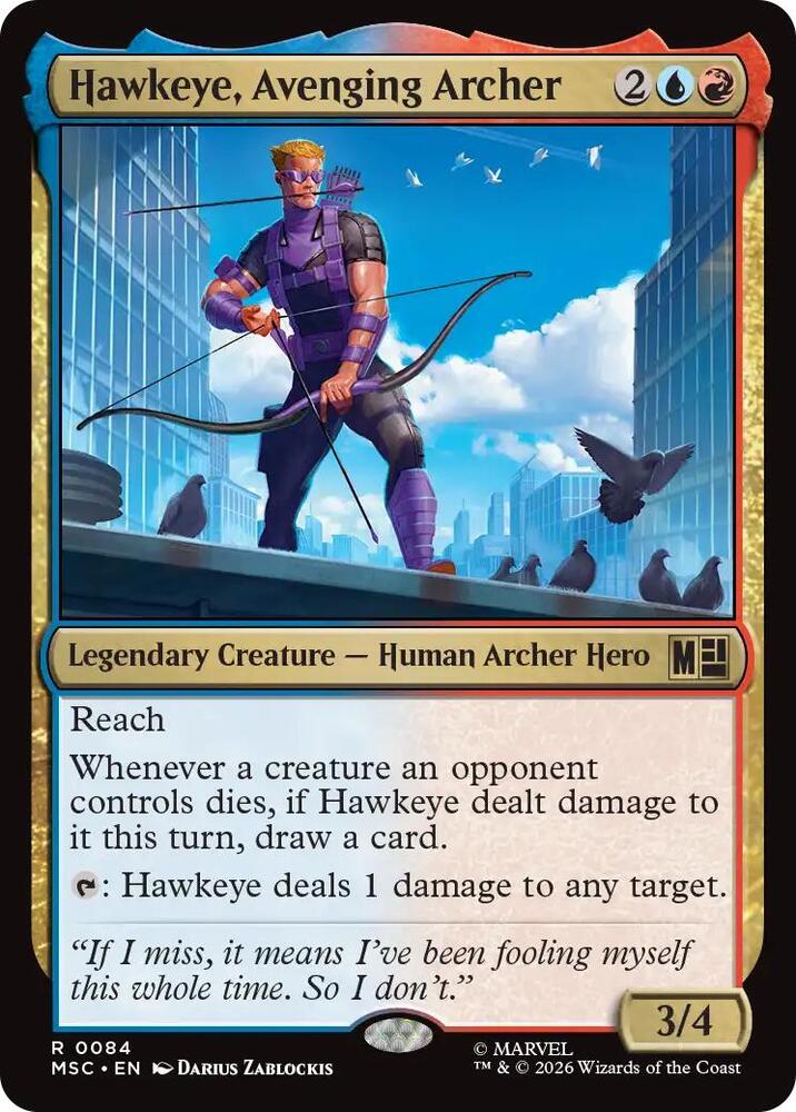 Hawkeye, Avenging Archer 84 (Commander: Marvel Super Heroes)  - Surge Foil
