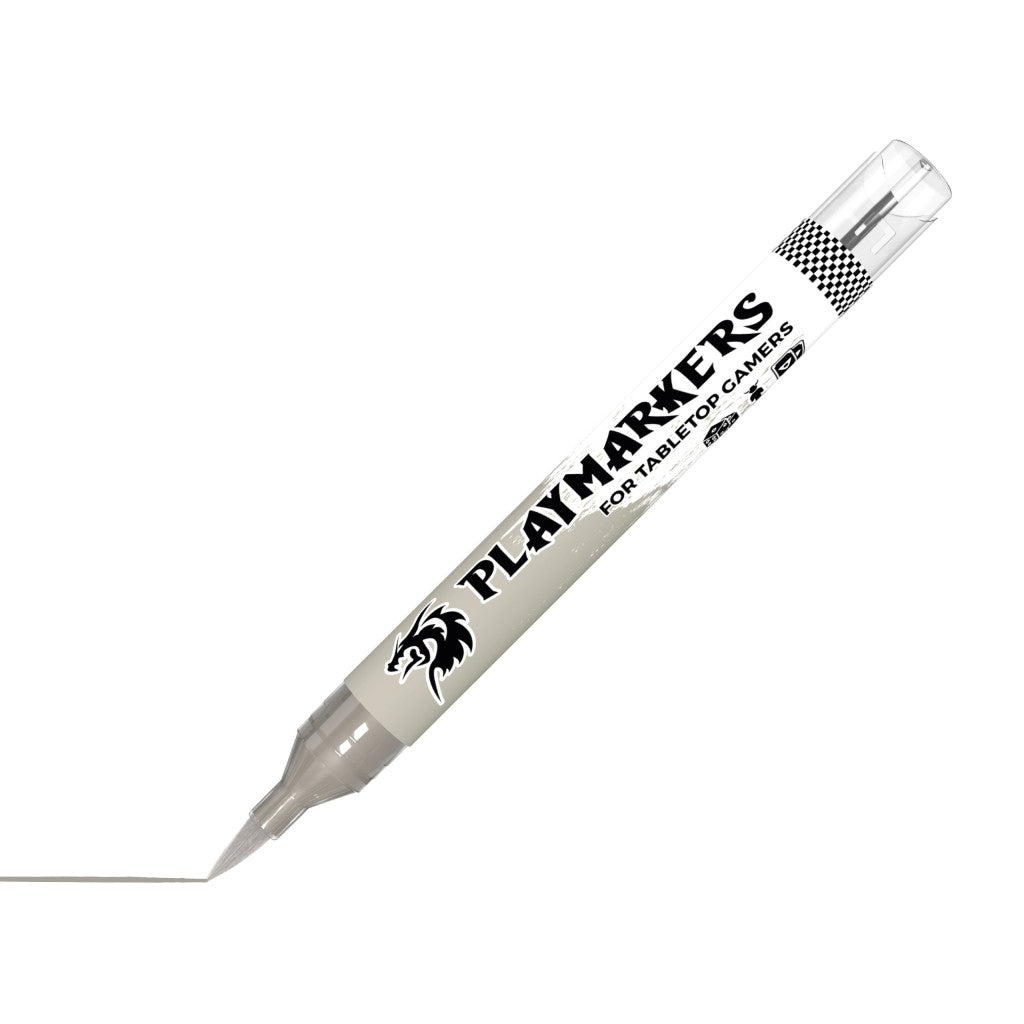AK Interactive Light Grey Playmarkers marker for tabletop gamers drawing a thin light grey line on a white surface