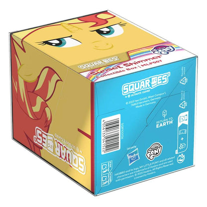 A yellow and blue Ultimate Guard Squaroes collectible box with a stylized yellow pony face with red hair and blue eyes on the top and front