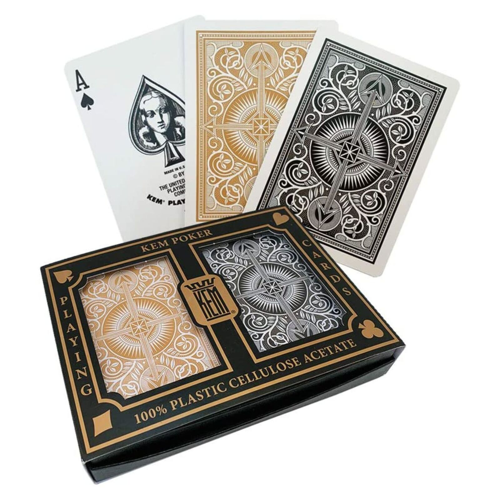 Kem Arrow Black/gold Wide Standard Playing Cards - Good Games