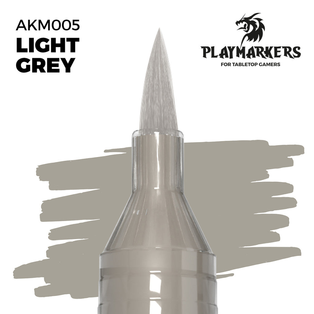 Light Grey marker tip and paint swatch, Playmakers hobby paint for tabletop gamers