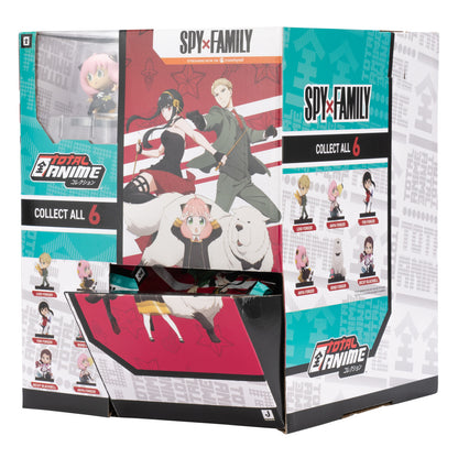 Spy x Family Total Anime Collection box displaying Anya Forger figure inside with images of Loid Yor Anya and Bond Forger figures to collect