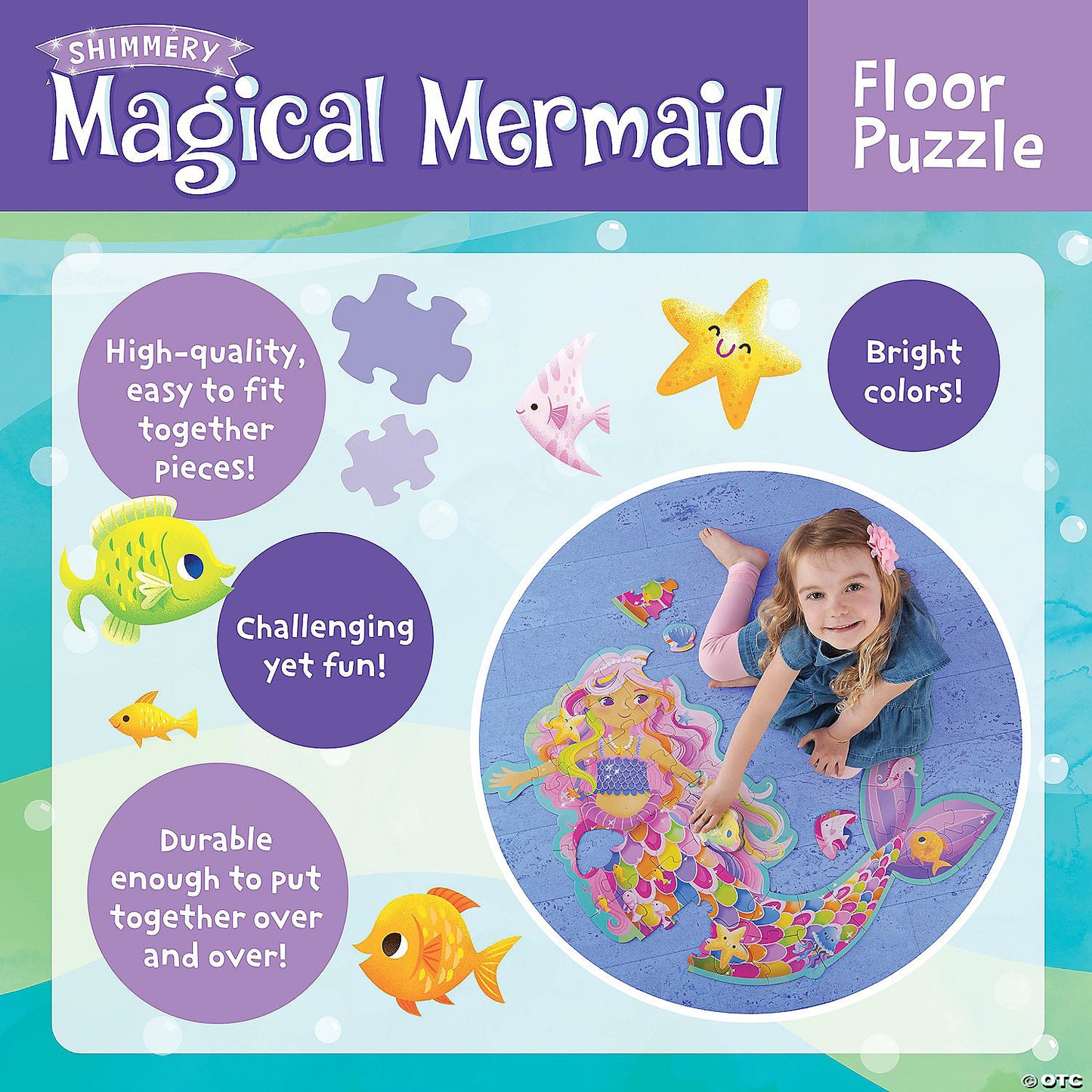 Peaceable Kingdom Shimmery Magical Mermaid - 41 piece Floor Puzzle