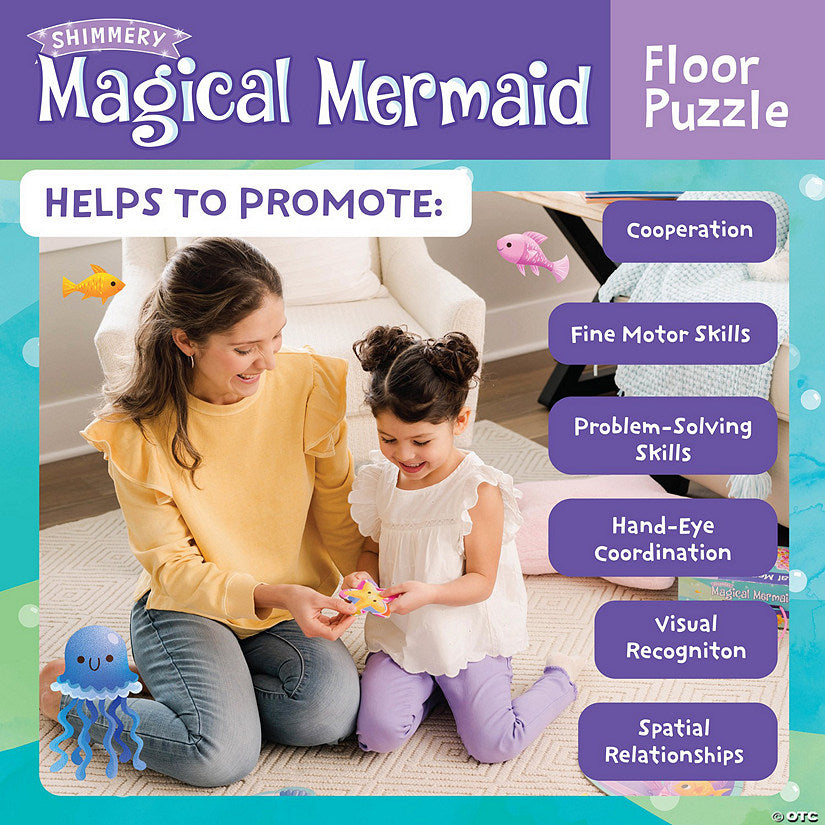 Peaceable Kingdom Shimmery Magical Mermaid - 41 piece Floor Puzzle