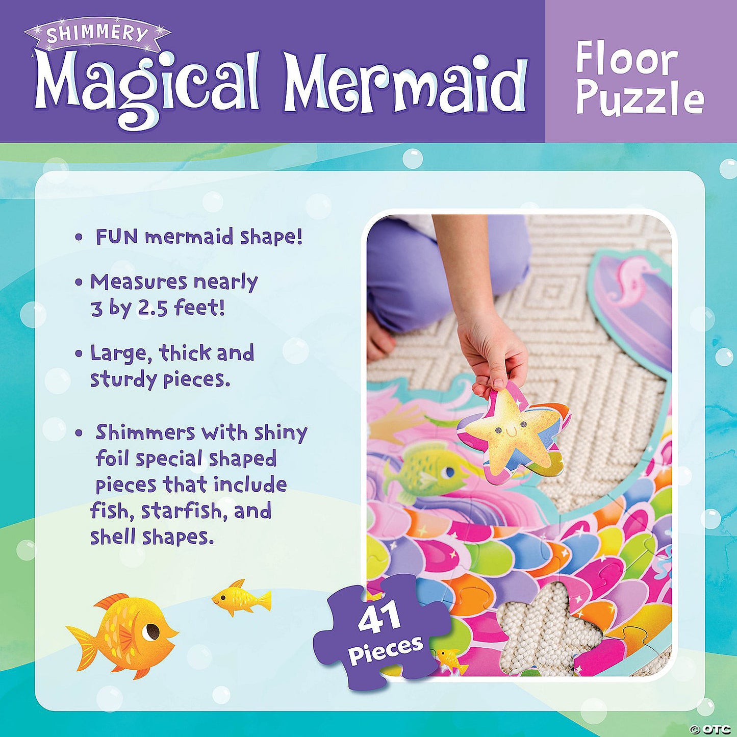 Peaceable Kingdom Shimmery Magical Mermaid - 41 piece Floor Puzzle