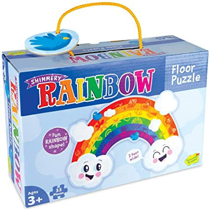 Shimmery Rainbow 35-Piece Floor Puzzle with handle and bird tag