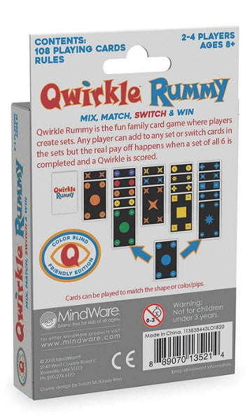 Mindware Qwirkle Rummy: Color Blind Friendly Edition Card Game