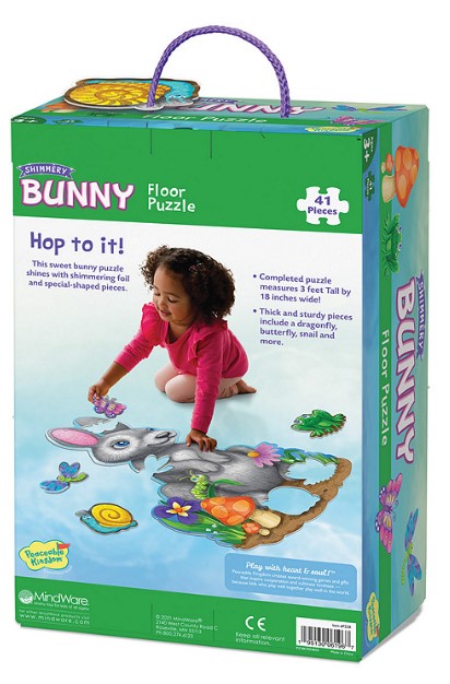 Peaceable Kingdom Shimmery Bunny - 41 piece Floor Puzzle