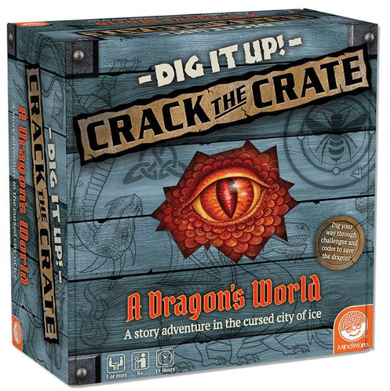 Front view of the Dig It Up! Crack the Crate game box featuring colorful illustrations and bold game title