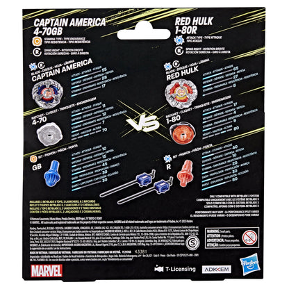 Beyblade X Marvel Captain America 4-70GB vs Red Hulk 1-80R Multipack Set