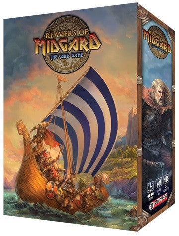 Game box of Isle of Night by Red Raven Games featuring colorful fantasy artwork with mystical creatures and a nighttime island scene