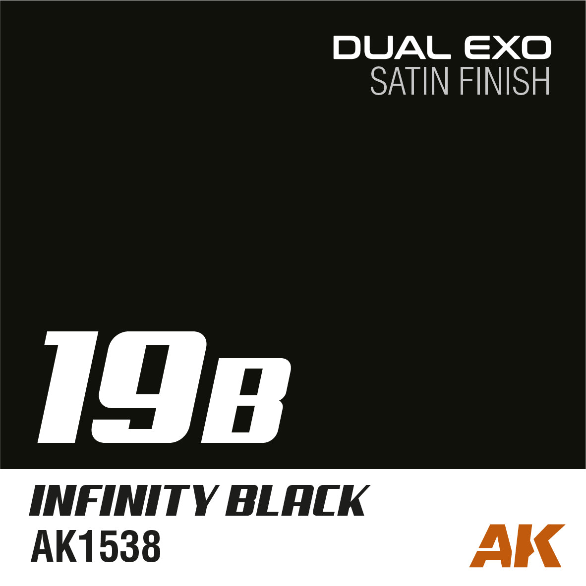 Black color swatch for AK Infinity Black (AK1538) 19B, satin finish