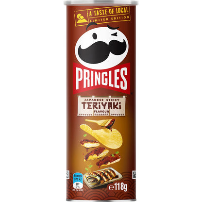 Pringles Japanese Sticky Teriyaki chips in a brown Limited Edition can (118g)
