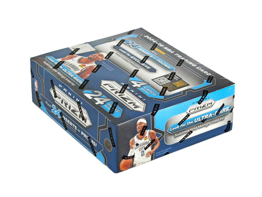 2024-25 Panini Prizm NBA Trading Card Box featuring Shai Gilgeous-Alexander with 24 packs and 4 cards per pack