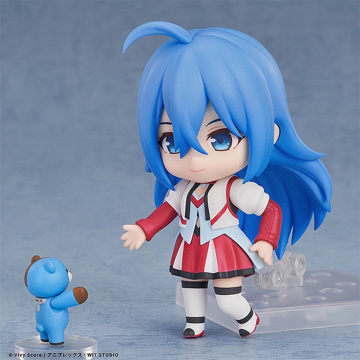 Nendoroid Vivy from Vivy Fluorite Eye's Song standing with a small blue bear