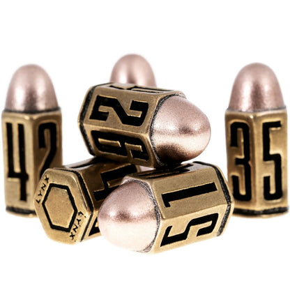 Six D6 Bullet Dice Set in Brass Metal (Preorder) - Good Games