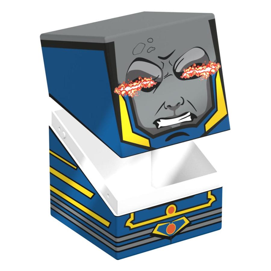 Cube-shaped Darkseid box with lid open; the face on the lid emits red Omega Beams from the eyes