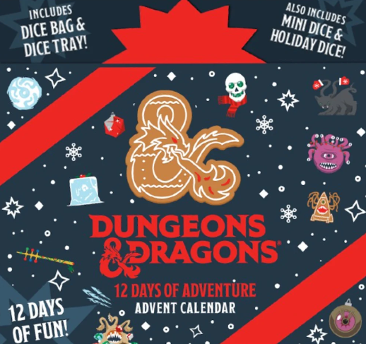 D&amp;D 12 Days of Adventure Advent Calendar with dice bag &amp; holiday dice