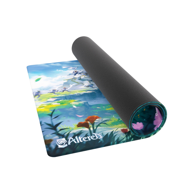 Altered TCG Playmat rolling on itself with Altered logo