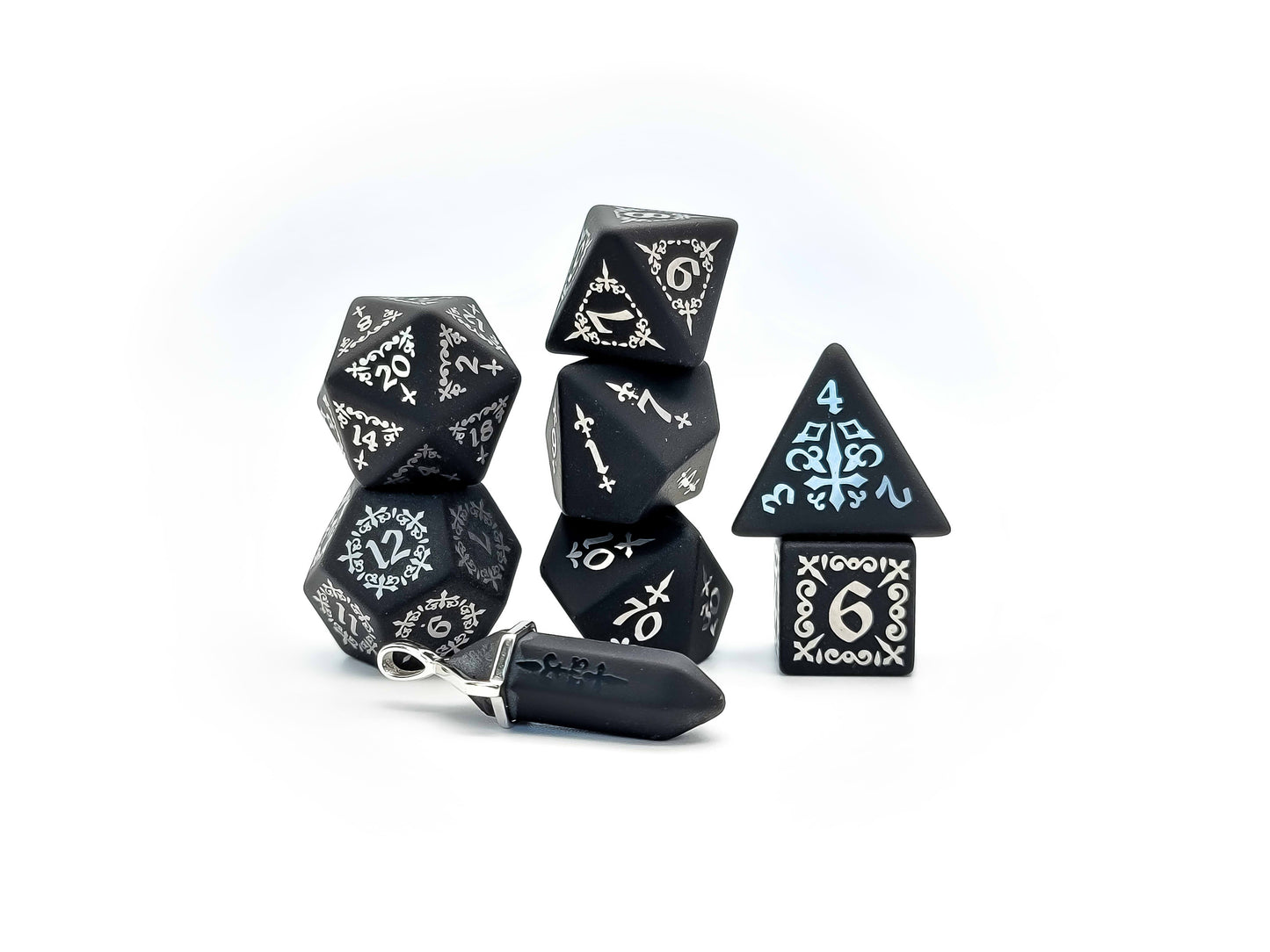 Level Up Dice - Silver Ionized Shadow Masque Obsidian - Good Games