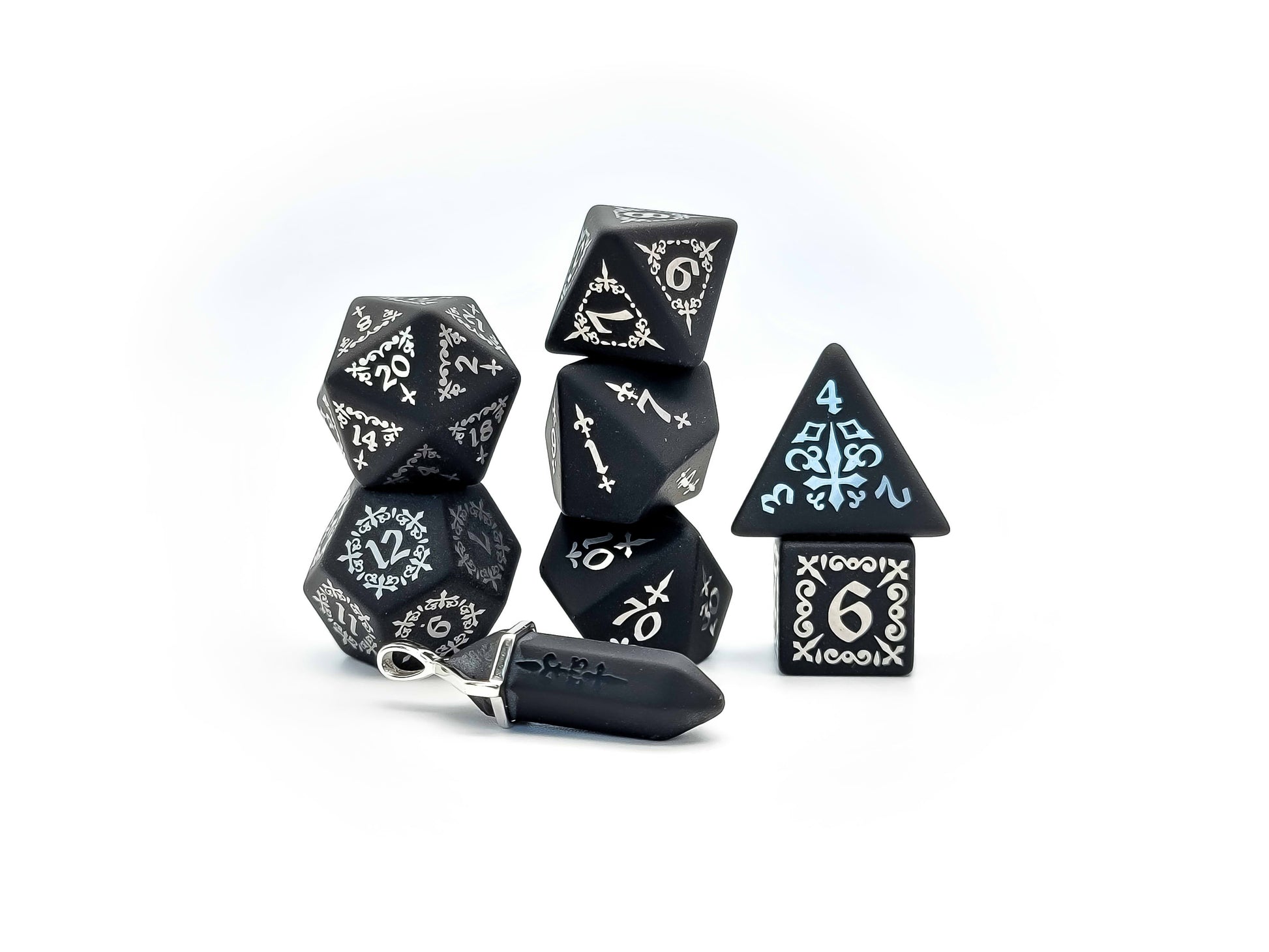 Level Up Dice - Silver Ionized Shadow Masque Obsidian - Good Games