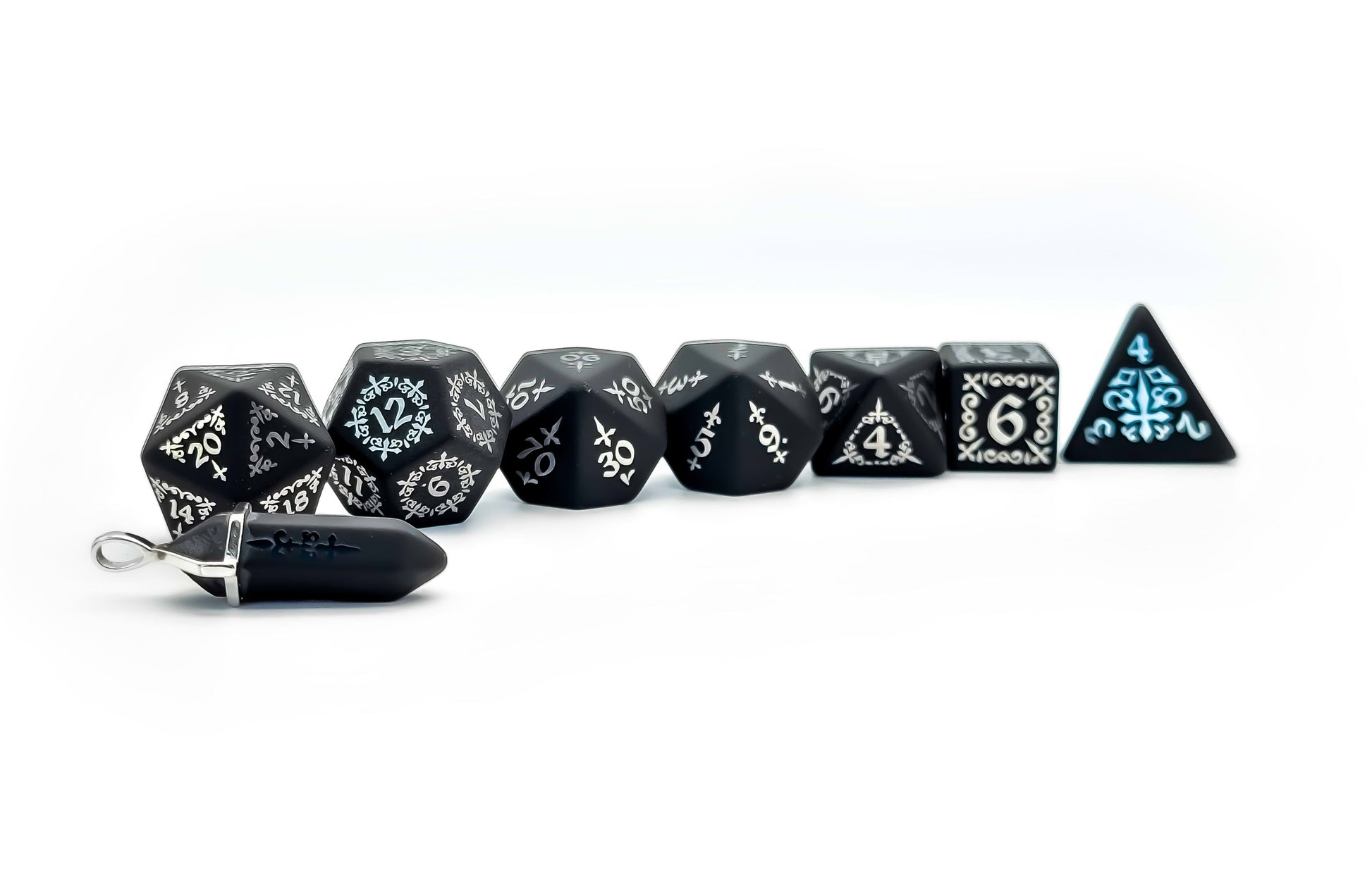 Level Up Dice - Ionized Silver Obsidian (Art Deco) - Good Games