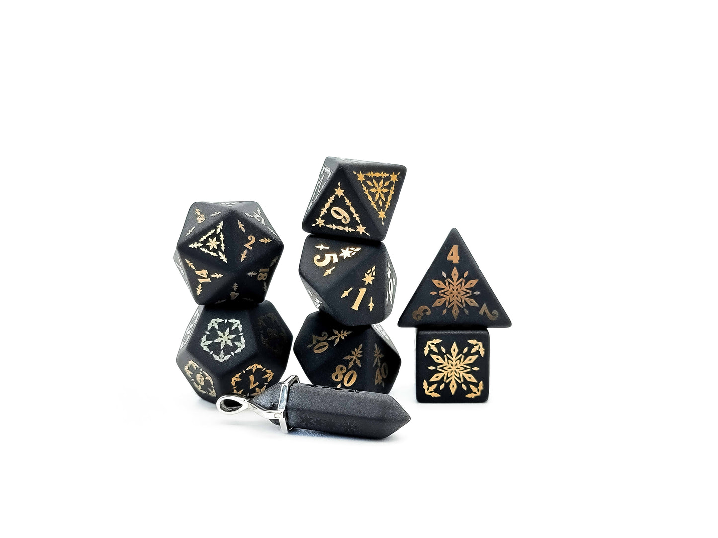 Level Up Dice - Gold Ionized Obsidian Snowflake - Good Games
