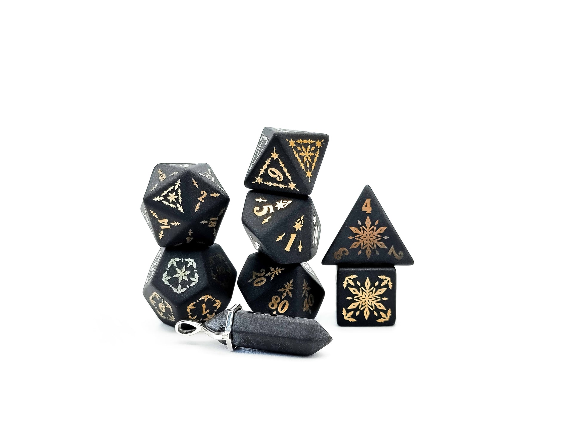Level Up Dice - Gold Ionized Obsidian Snowflake - Good Games