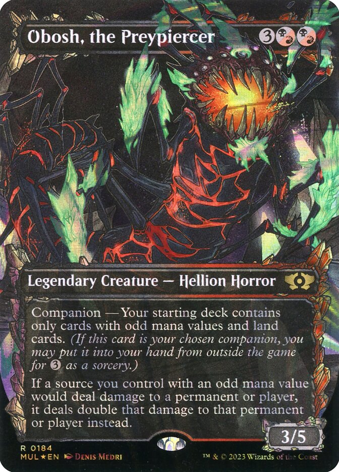 Obosh, the Preypiercer 184/65 (March of the Machine: Multiverse Legends)  - Borderless Halo Foil