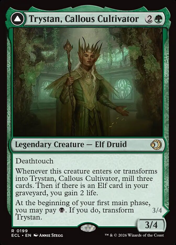 Trystan, Callous Cultivator // Trystan, Penitent Culler 199 (Lorwyn Eclipsed)  - Foil
