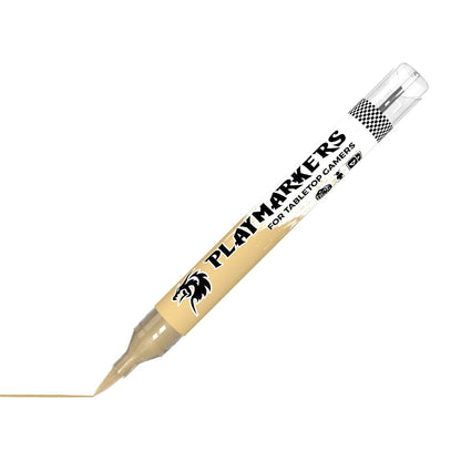 AK Interactive Desert Ochre Playmarkers marker for tabletop gamers drawing a thin desert ochre line on a white surface