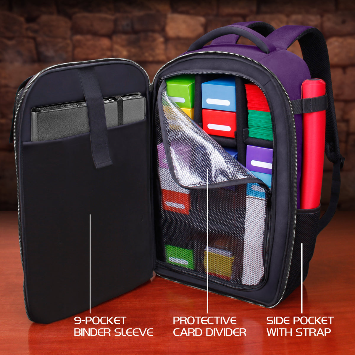 Enhance Tabletop Collectors Card Storage Backpack Purple
