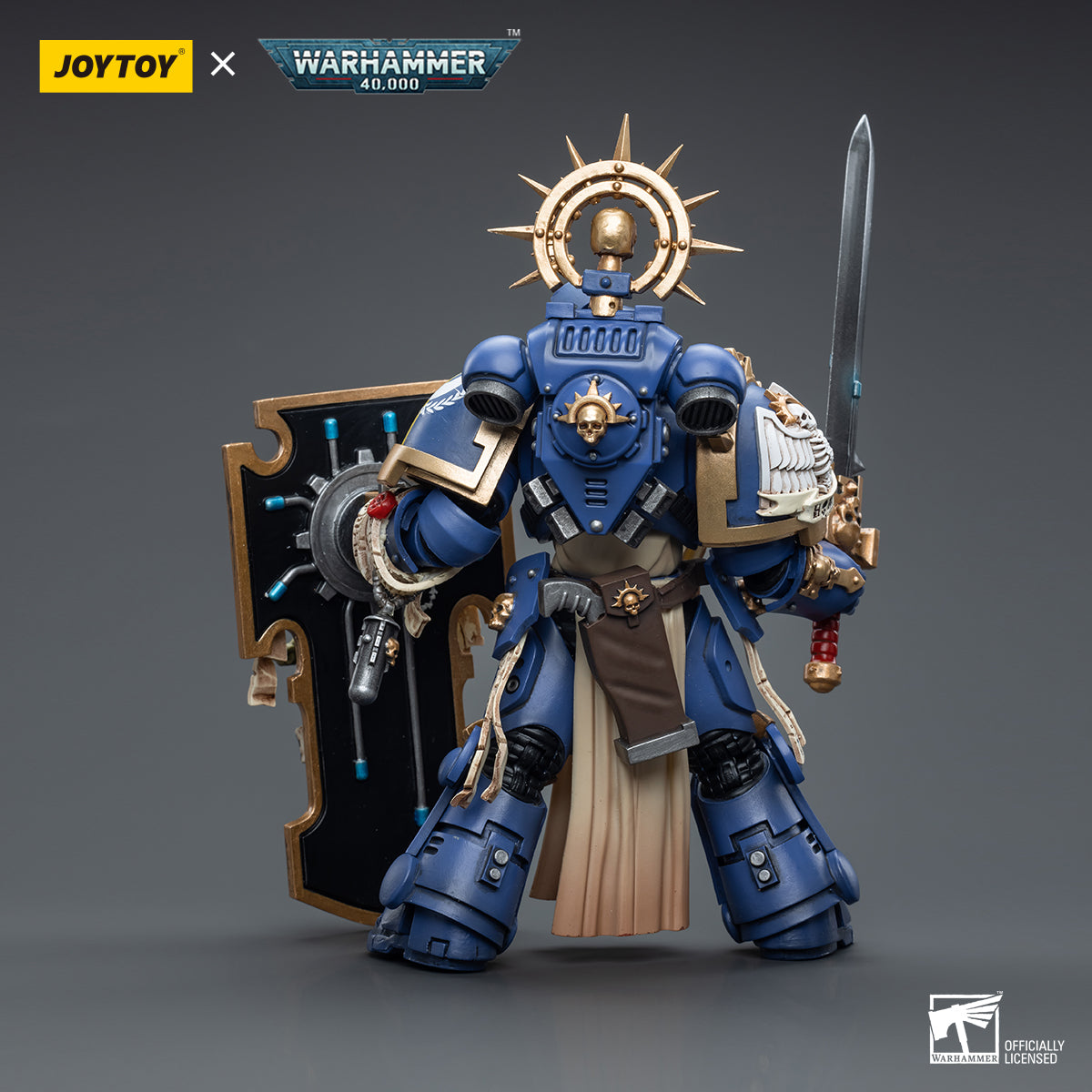 Warhammer Collectibles 1/18 Scale Ultramarines Primaris Captain with Relic Shield and Power Sword
