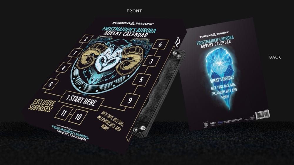 Dungeons & Dragons Frostmaiden's Aurora Advent Calendar featuring a ram/owl creature design and numbered surprise slots
