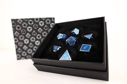 LPG Dice Set - Metal RPG Serif Blue/Silver - Good Games