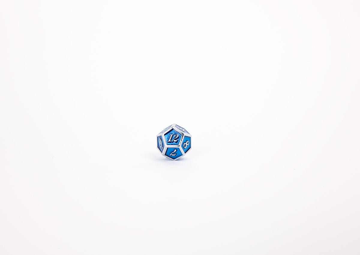 LPG Dice Set - Metal RPG Serif Blue/Silver