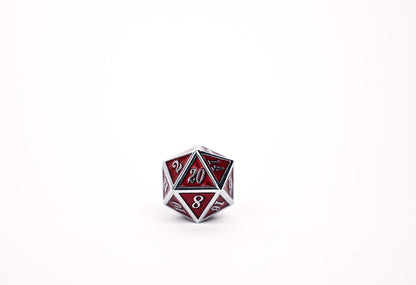 LPG Dice Set - Metal RPG Serif Red/Silver - Good Games