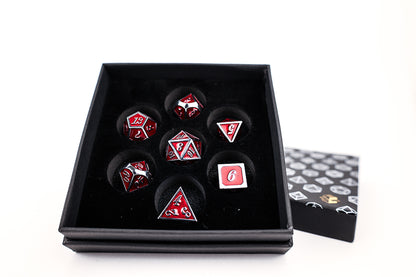 LPG Dice Set - Metal RPG Serif Red/Silver - Good Games