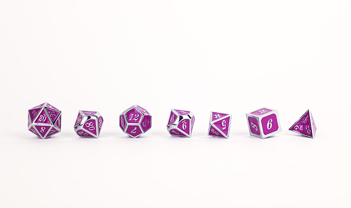 LPG Dice Set - Metal RPG Serif Purple/Silver