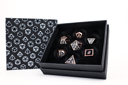 LPG Dice Set - Metal RPG Serif Black/Brass - Good Games