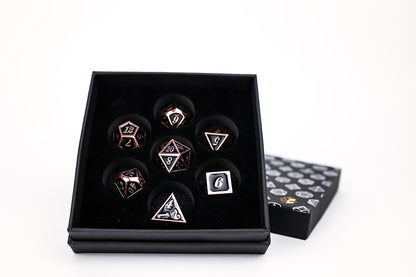 LPG Dice Set - Metal RPG Serif Black/Brass - Good Games