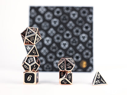 LPG Dice Set - Metal RPG Serif Black/Brass - Good Games