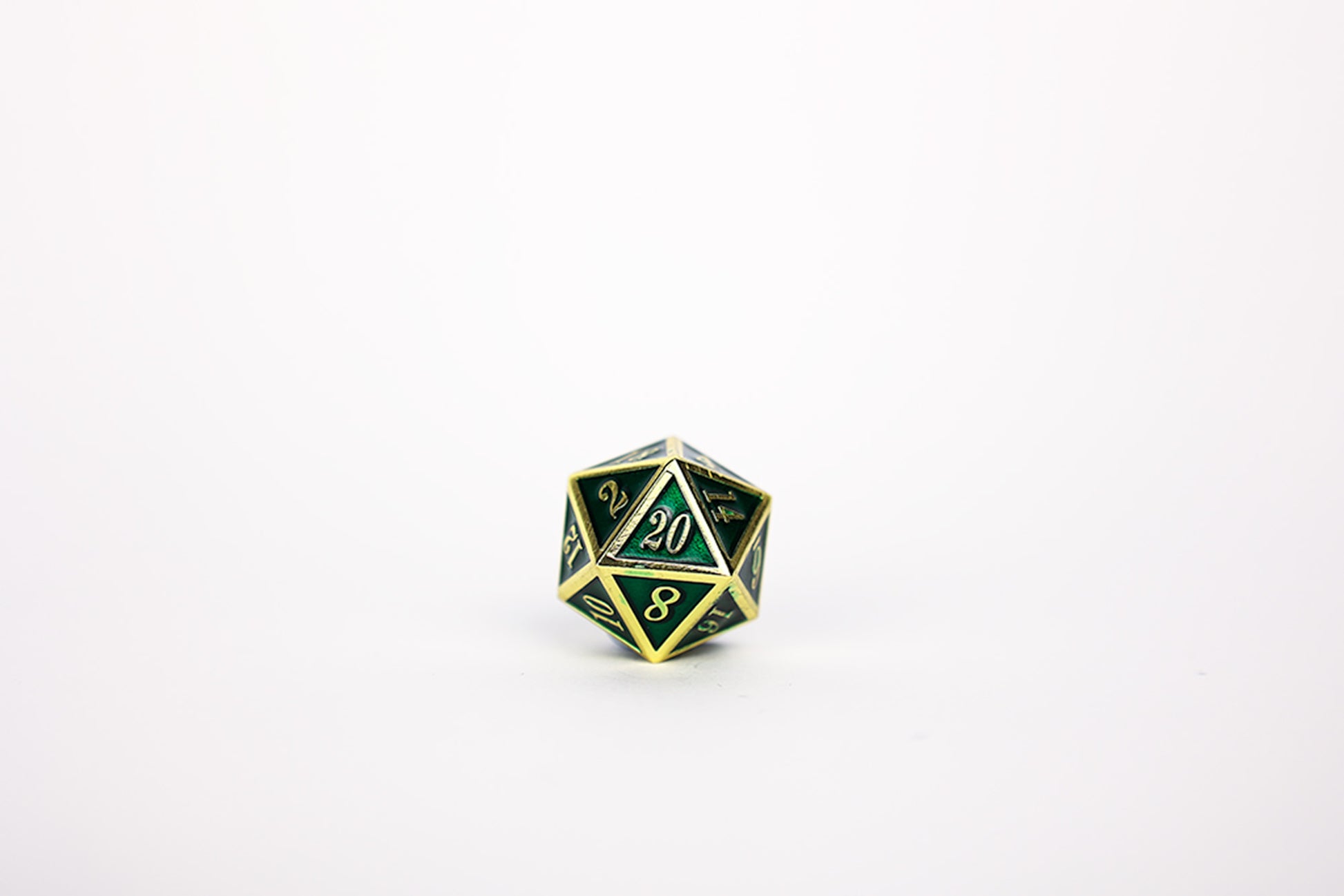 LPG Dice Set - Metal RPG Serif Green/Gold - Good Games