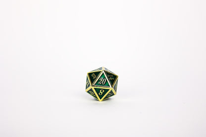 LPG Dice Set - Metal RPG Serif Green/Gold - Good Games