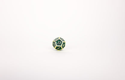 LPG Dice Set - Metal RPG Serif Green/Gold - Good Games