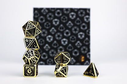 LPG Dice Set - Metal RPG Draco Bright Black/Gold - Good Games